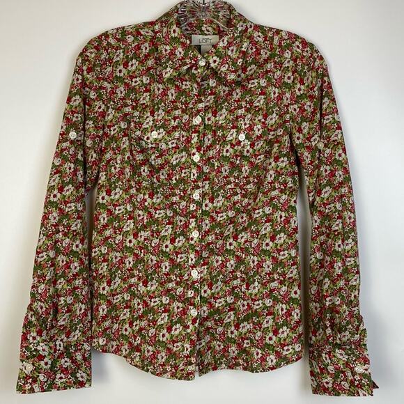 LOFT Tops - ANN TAYLOR LOFT FLORAL BUTTON UP BLOUSE SIZE 0